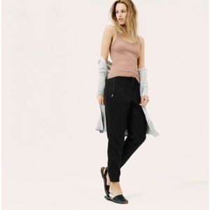 Lou & Grey Black Linen Zip Pocket Joggers Small